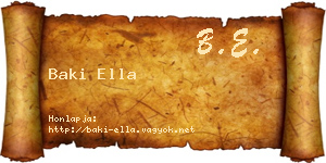 Baki Ella névjegykártya